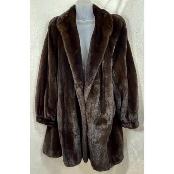 Birger Christensen Jackets & Blazers - BIRGER CHRISTENSEN Worlds Finest Dark Ranch Mink Fur Mid Length Swing Coat Sz 12
